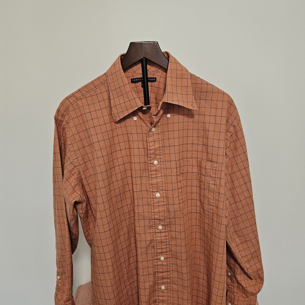 Tommy Hilfiger Orange Checkered Casual Shirt